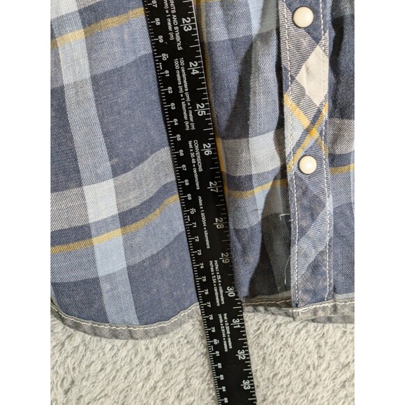 BKE Vintage Button Large shirt athletic fit long sleeve blue plaid pearl snap - Picture 5 of 7